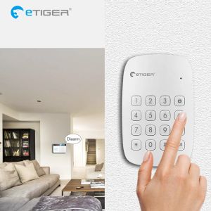 Steuern Sie die drahtlose Touch-K1A-Tastatur für das eTIGER Home Security GSM-Alarmsystem, die RFID-Karte und die drahtlose Passwort-Tastatur