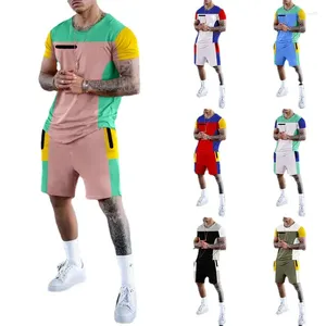 Men's Tracksuits Fashion Mens Patch Stich T Shirt Shorts Sets Summer Gym Sports Casual Crossfit Tshirts 2 Piece Suit Men Stracksuit