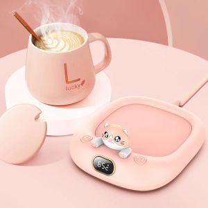 Tools 220V Coffee Mug Cup Warmer Electric Heating Coaster Tea Milk Mug Warmer Mat Constant Temperature Cute Cat Office Heater Coaster