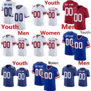 Personalizado Homens Mulheres Juventude New York''giants''futebol Jersey Daniel Jones Saquon Barkley Matt Breida Tyrod Taylor Devito Dexter Lawrence II Darren Waller Vermelho