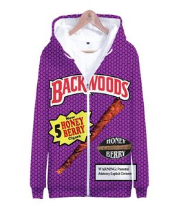 Vintermensjackor och rockar Backwoods Honey Berry 3D Hoodie Fleece dragkedja Hooded Sweatshirt outwear streetwear roliga kläder6659447