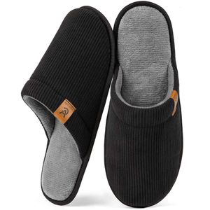 Veracosy Men's Scuff Corduroy Slippers Indoor House Shoes