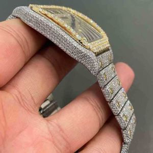 2022 elegante personalizado hip hop luxo dign mancha aço gelado diamantes relógio de pulso watch4bd6253v