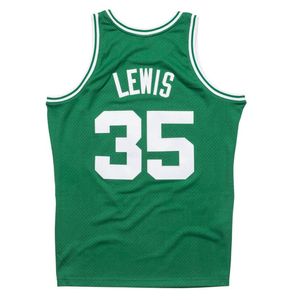 Dikişli Basketbol Formaları Reggie Lewis #35 1987-88 Mesh Hardwoods Klasik Retro Jersey Erkek Kadın Gençlik S-6XL