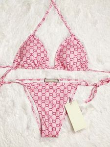 Designer Bikini Luxury Bikini Gucis tryck Pink Bikini Designer Badkläderuppsättningar för kvinnor blommor bikini bottnar för kvinnor sommar baddräkt kvinnor sexig bikini