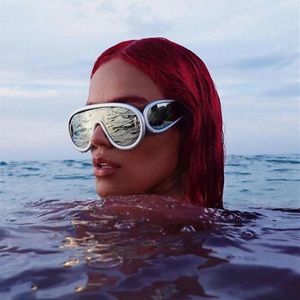 Sunglasses 2024 Fashion Oversized One Piece Goggle Women Men Vintage Punk Mirror Sun Glasses Female Hip Hop Shades Oculos