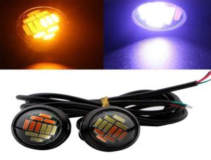 10 PCS 12V 23mm Dual Color Switchback 4014 SMD 12 LED DRL EAGLE EYE DAYTIME Light Car Motor Turn Lights4059208