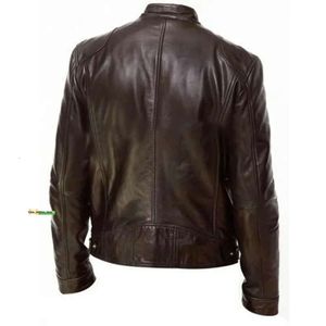 Autumn Winter Leather Jacket Men Coats Stand Collar dragkedja svart motorcyklist Motorcykel läderjackor Designer Jacket för man 427