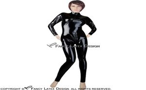 乳房ジッパーとフロントトゥバッククロッチジップラバーボディスーツZentai 00501477946の黒いセクシーなラテックスキャットスーツの衣装