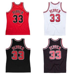 Costurado Jersey de Basquete Scottie Pippen # 33 1995-96 97-98 Finais Malha Hardwoods Classic Retro Jersey Homens Mulheres Juventude S-6XL