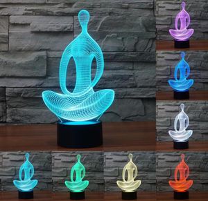 Acrylic 7 Color meditation Yoga 3D LED nightlight of bedroom lamp livingroom lights desk table Decoration Night Light IY8033678633564