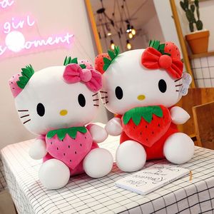 Fabrika Toptan Fiyat 2 Renk 22cm Kitty Cat Peluş Oyuncak Sevimli Kedi Animasyon Çevresel Bebek Çocuk Hediyesi