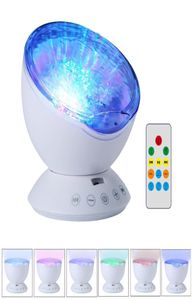 Niesamowite romantyczne zdalne sterowanie Projektor Wave Ocean Wave 12 LED 7 KOLORY Nocne światło z wbudowanym mini muzycznym odtwarzaczem do salonu A5666488