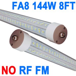 Tubi LED da 8 piedi, 144 W 18000 lm 6500 K, lampadine LED T8 FA8 a pin singolo (sostituzione lampadine fluorescenti LED da 300 W), doppio lato a forma di V, Power Barn trasparente con estremità coprente