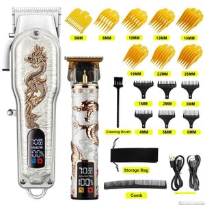 Clippers Trimmer Hiena White Set Dragon Tagliacapelli professionale Tagliacapelli a batteria per uomo Rasoio da taglio Hine Barber Hin Barba D Dhgna