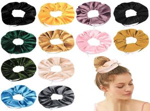 Velvet Saç Scrunchies Fermuar Kadınlar Scrunchy Elastik Saç Bantları Kız Velor Heapear At kuyruğu Tutucu Pleuche Saç Bağları Küçük Bag8849007