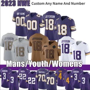 18 저스틴 제퍼슨 T.J. Hockenson Addison Football Jerseys Lewis Cine Kirk Cousins ​​Randy Moss Danielle Hunter Harrison Smith Mens 4xl