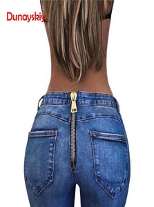 2020 Yeni Varış Yumuşatıcı Yıkanmış kot pantolonla fermuarlı sırt push up sıska düz mavi denim pantolon sokak kıyafeti gündelik kadınlar 7626864