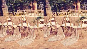 New Glamorous Maui Destination Wedding Chair Back Sashes Cover White Ivory Custom MADE Banquet Party Decor Christmas Birthday Chai6513553