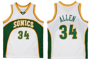 Basketball jersey Ray Allen Seattle''Supersonics''retro white Mesh Hardwoods Classics retro jersey Men S-XXL Sports city jersey