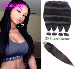 Indian Virgin Raw Hair Extensions 4 Bundles With 26 Lace Closure Straight Human Hair Wefts With Closures Middle Part Natural Colo2682210