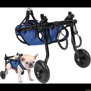 Колья ATUBAN CatDog Инвалидная коляска, регулируемая тележка для домашних животных с колесами для задних ног, фиксатором для собак и опорой для бедер для восстановления их подвижности