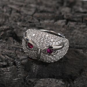 18K Owl Pierścień Hip Hop spersonalizowany miedziany cyrkonowy pierścień zwierzęcy