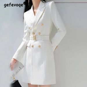 Abito 2024 Spring Autumn Women Elegant Fashion Taled Blazer Dress Office Blazer Office Lady Black White Long Slee Slim Dresses