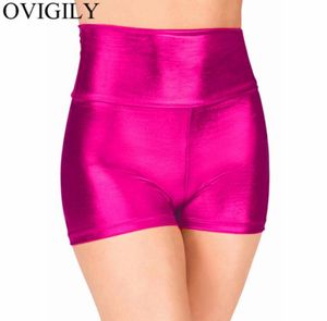 Kobiety Fuchsia Metallic Dance Shorts Błyszczący trening dla dziewcząt Gymnastics Red High Talies Chude Ubrania Kobiety 039S4869094