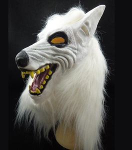 Ny White Wolf Mask Animal Head Costume Latex Halloween Party Mask Carnival Masquerad Ball Decoration Novelty Christmas Gift 3013203