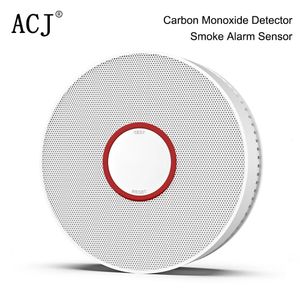 2 em 1 sem fio detector de alarme de fumaça de proteção contra incêndio sensores de alarme co detector de monóxido de carbono alimentado por bateria de longa duração 240219