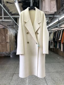 Misture o colar de tumulto de coco de casaco de casaco de lã de peito duplo mulheres soltas de caxemira coreana de cashmere de inverno 2023