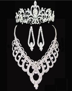 Corone nuziali Accessori Diademi Collana per capelli Orecchini Accessori Set di gioielli da sposa sposa stile moda economico HT1439589630