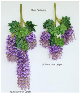 11075cm Artificial Wisteria Vines Silk Bulk Blue Wisteria Artifical Vines Rattans Bean Flowers for wedding Party Decorations7984753