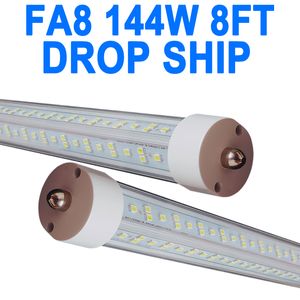 T8 V Shaped 8FT LED Tube Light 144W 270 Degree Single Pin FA8 Base, 18000LM, 8 Foot Double Side (300W LED Fluorescent Bulbs Replacement),Dual-Ended Power Cabinet crestech