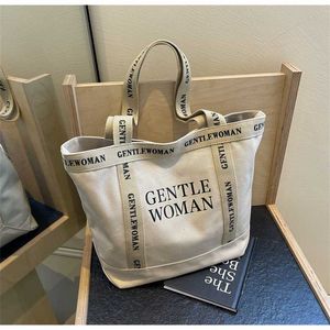 Canvas Bags Bag Female Student Niche Korean Large Capacity Letter Shoulder Tote Simple and Fashionable Canvas Bag