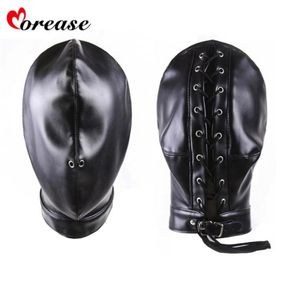 Morease máscara sexy bondage fetiche capa completa brinquedo sexual para mulher masculino casal capuz de couro bdsm brinquedos eróticos sexo jogos adultos y181007029927633