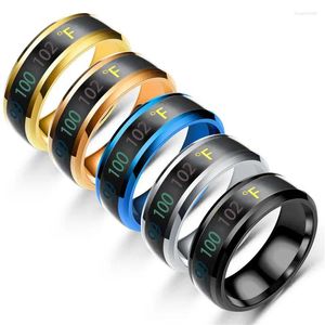 Cluster Ringe 2024 Edelstahl Schmuck Großhandel Herren Farbwechsel Anillos Stimmung Intelligente NFC Körpertemperatur Schwarz Smart