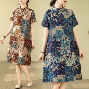 Ubranie etniczne 2024 Kobiety vintage cheongsam chińskie ulepszone sukienka Qipao National Flower Druku