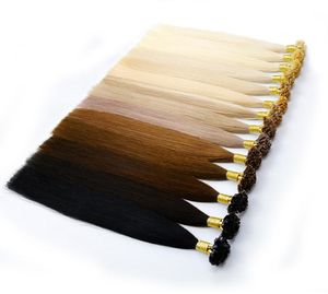 U TIP PRE BOND Hårförlängning Keratin Fusion Human Hair Extension Dubbeldragen Silk Straight Brasilian Remy Hair Nano Ring 100 STR4879652