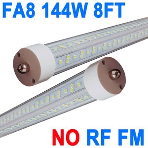 T8 T10 T12 8ft LED -rörlampor, 144W 6500K Dagsljus vit, enstift FA8 LED -ersättningsfluorescerande fixtur, ballast bypass, lagerskåp garage crestech