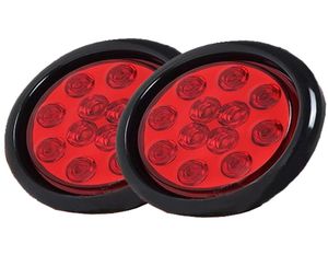 4 tum rund röd 12 LED -stopp Turn Light Flush Mount Truck Trailer Plug för Truck Trailer DC 12V4354421