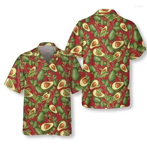 Men's Casual Shirts Funny Hawaiian Fruit Avocado Short Sleeve For Men Clothes Persea Americana Mill Graphic Blouses Vacation Lapel Blouse