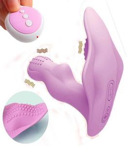 Bärbar fjärils dildo vibrator vuxna sexleksaker för kvinnor g spot clitoris stimulator trådlös fjärrkontroll vibrator trosor y205581560