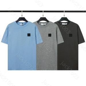 Новая мужская футболка с вышитым круглым логотипом «ОСТРОВ» и хлопковым стилем «Пара», однотонные футболки «КАМЕНЬ», мода, простой стиль, свободный повседневный топ с короткими рукавами