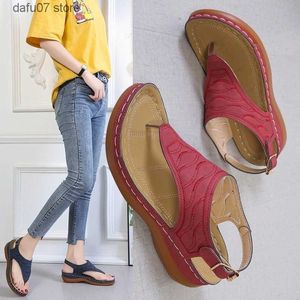 Sandaler Summer Oxford Women Sandals Flats Tistrar Pu Leather Flip Flops Belt Buckle Female Shoes 2023 New Rom Fashion Women Slidesh2431