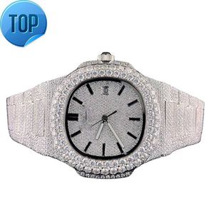 Owalny kształt 100% naturalny laboratorium limitowana edycja modna lodowa kruszona moisannit prawdziwe diamentowe męskie zegarki