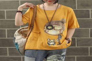Kobiet marki mody Summer vintage patchwork kreskówki pies mała dziewczynka nadruk słodka koszulka krótkiego rękawu żeńska swobodna koszulka 213246307