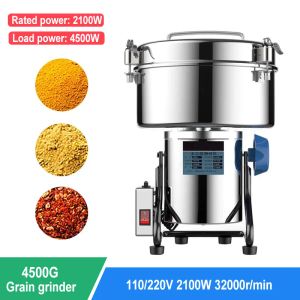 Verktyg 4500G Grain Grinder Powder Machine Commercial Home Medicinal Materials kaffemat Krydda Grinder Electric