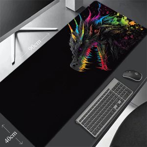 Almofadas Grande Dragão Mouse Pad Gamer Mousepad Gaming Mouse Mat Black Desk Mat Soft Computer Desk Pad Impermeável